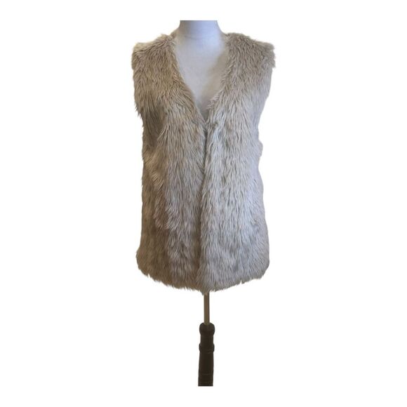 Belldini Neutral Beige Faux Fur Preppy Winter Vest Size L - Picture 1 of 7